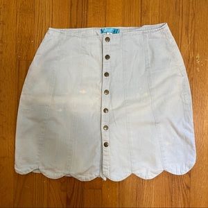 Scallop Denim Mini Skirt